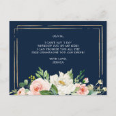 Navy Blue Gold Blush Bridesmaid proposal Kaart (Achterkant)