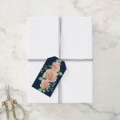 Navy Blue Gold Blush Floral Gift Labels Cadeaulabel (Met Touw)