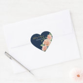 Navy Blue Gold Blush Floral Heart Sticker (Envelop)