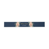 Navy Blue Gold Blush Floral Uitnodigingen Wikkel (Vlak)