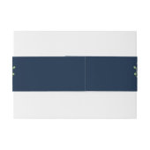 Navy Blue Gold Blush Floral Uitnodigingen Wikkel (Achterkant Voorbeeld)