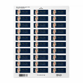 Navy Blue Gold Blush Floral Weddenschap Label (Full Sheet)