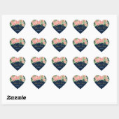 Navy Blue Gold Blush Floral Wedding Hart Sticker (Vel)
