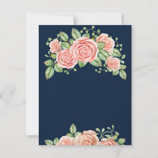 Navy Blue Gold Blush Floral Wedding Save the Date (Achterkant)