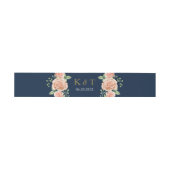 Navy Blue Gold Blush Floral Wedding Uitnodigingen Wikkel (Vlak)
