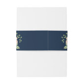 Navy Blue Gold Blush Floral Wedding Uitnodigingen Wikkel (Achterkant Voorbeeld)