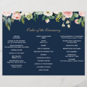 Navy Blue Gold Blush Folded Wedding Program Foto Flyer (Achterkant)