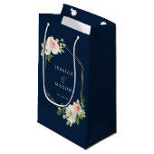 Navy Blue Gold Blush Hotel Trouwcadeau Tas Klein Cadeauzakje (Voorkant Gekanteld)
