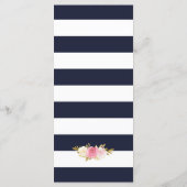 Navy Blue Gold Blush Pink Floral Wedding Menu (Achterkant)