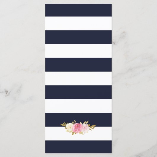 Navy Blue Gold Blush Pink Floral Wedding Menu (Achterkant)