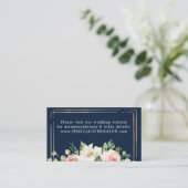 Navy Blue Gold Blush Weddenningkaart Informatiekaartje (Staand voorkant)