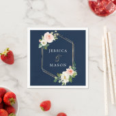 Navy Blue Gold Blush Wedding Cocktail Servet (Insitu)