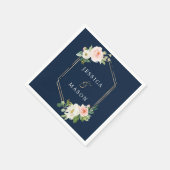 Navy Blue Gold Blush Wedding Cocktail Servet (Hoek)