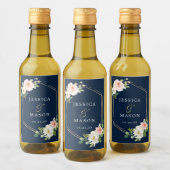 Navy Blue Gold Blush Wedding Mini Wine Labels Wijn Etiket (Flessen)