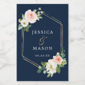 Navy Blue Gold Blush Wedding Mini Wine Labels Wijn Etiket (Enkel label)