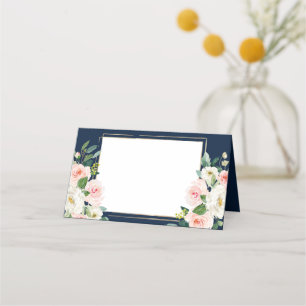 Navy Blue Gold Blush Wedding Plaatskaartje