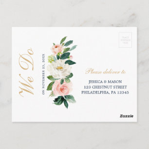 Navy Blue Gold Blush Wedding RSVP Briefkaart