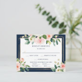 Navy Blue Gold Blush Wedding RSVP Briefkaart (Staand voorkant)