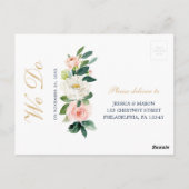 Navy Blue Gold Blush Wedding RSVP Briefkaart (Achterkant)