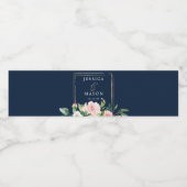 Navy Blue Gold Blush Wedding Water Bottle Labels Waterfles Etiket (Enkel label)