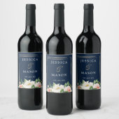 Navy Blue Gold Blush Wedding Wine Bottle Labels Wijn Etiket (Flessen)