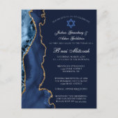 Navy Blue Gold B'nai Mitswa Party Uitnodiging (Voorkant)