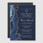 Navy Blue Gold B'nai Mitzvah Elegant Party Magnetische Uitnodiging (Voorkant / Achterkant)