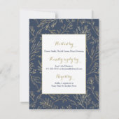 Navy Blue Gold Boho Floral Vrijgezellenfeest Kaart (Achterkant)