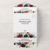 Navy Blue Gold Boho RSVP All in One Wedding Invite All In One Uitnodiging (Buitenkant)