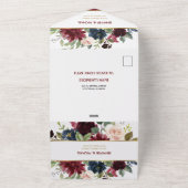 Navy Blue Gold Boho RSVP All in One Wedding Invite Uitnodiging (Buitenkant)