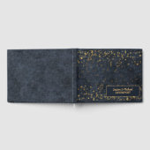 Navy Blue Gold Bokeh Wedding Gastenboek (Volledig)