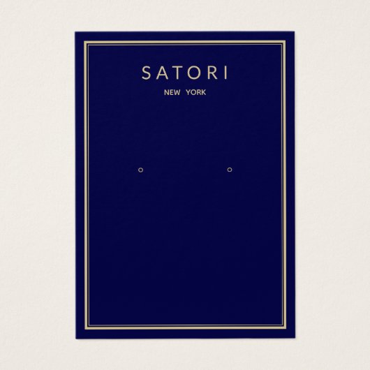 Navy Blue Gold Border die juwelier display verkrij Visitekaartje (Voorkant)