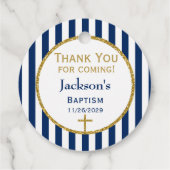 Navy Blue Gold Boys Baptisme Hartelijk dank Bedankjes Labels (Achterkant)
