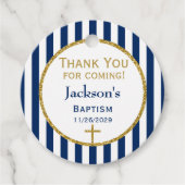 Navy Blue Gold Boys Baptisme Hartelijk dank Bedankjes Labels (Voorkant)