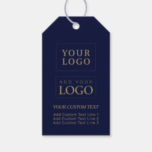 Navy Blue & Gold Branded Business Logo Pakket Cadeaulabel