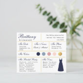 Navy Blue Gold Bridesmaid Information Kaart (Staand voorkant)