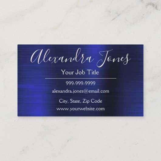 Navy Blue Gold Brushed Metal Hair Stylist Visitekaartje (Achterkant)