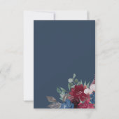 Navy Blue Gold Burgundy Red Blush Floral Weddensch Bedankkaart (Achterkant)