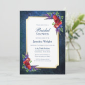 Navy Blue Gold Burgundy Roos Vrijgezellenfeest Kaart (Staand voorkant)