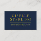 Navy Blue Gold Business Consultant Foto QR-code Visitekaartje (Voorkant)
