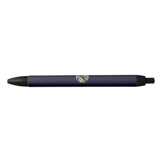 Navy Blue Gold Business Kantoor Zwarte Inkt Pen (Voorkant)