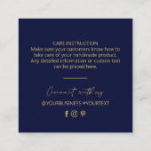 Navy Blue & Gold Business Logo Packaging Bedankt Vierkante Visitekaartje (Achterkant)