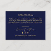 Navy Blue & Gold Business Logo Packaging Bedankt Visitekaartje (Achterkant)