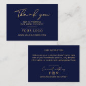 Navy Blue & Gold Business Logo Packaging Bedankt Visitekaartje (Voorkant / Achterkant)