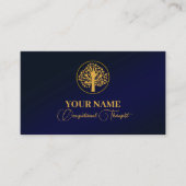 Navy Blue Gold Business Therapist Business Car Visitekaartje (Voorkant)