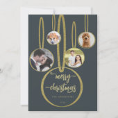 Navy Blue Gold Calligraphy Family Feestdagenkaart (Voorkant)