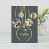 Navy Blue Gold Calligraphy Family Feestdagenkaart (Staand voorkant)