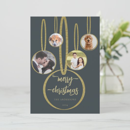 Navy Blue Gold Calligraphy Family Feestdagenkaart (Staand voorkant)