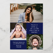 Navy Blue Gold Calligraphy Photo Afstuderen Folie Uitnodiging (Achterkant)