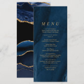 Navy Blue & Gold Calligraphy Wedding Menu (Voorkant / Achterkant)